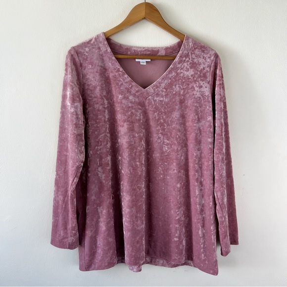 J. Jill Tops - Sold | J. Jill Crushed Velvet Dusty Pink Long Sleeve Blouse Top M